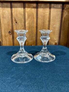 Vintage Avon 24% Lead Crystal Clear  Candlestick Holders - Pair